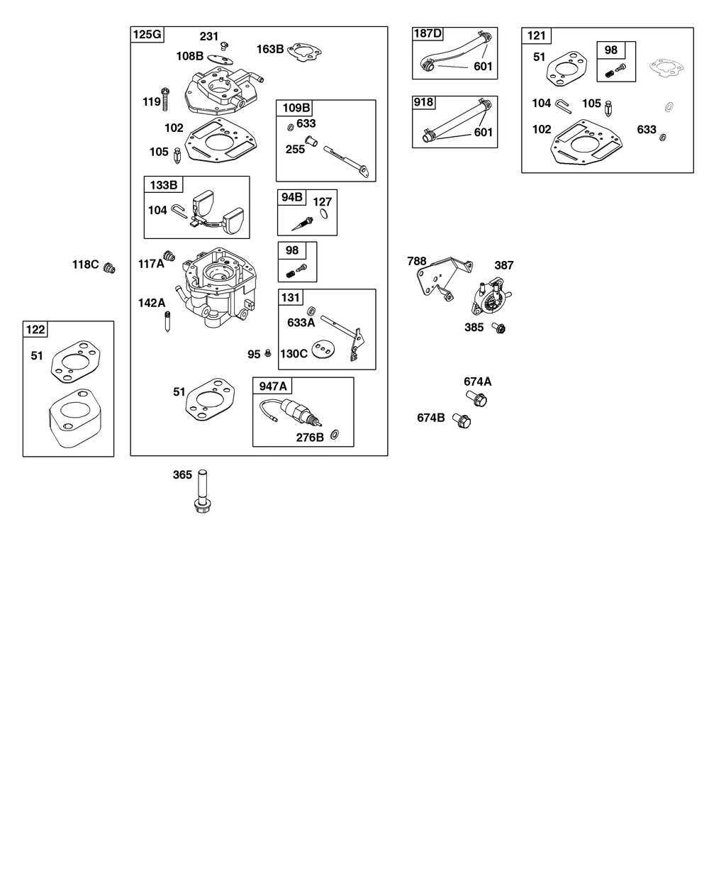 Carburetor And Fuel Supply Group Diagram and Parts List for 356447-0639-G1 200000 - 399999 Briggs and Stratton Engine